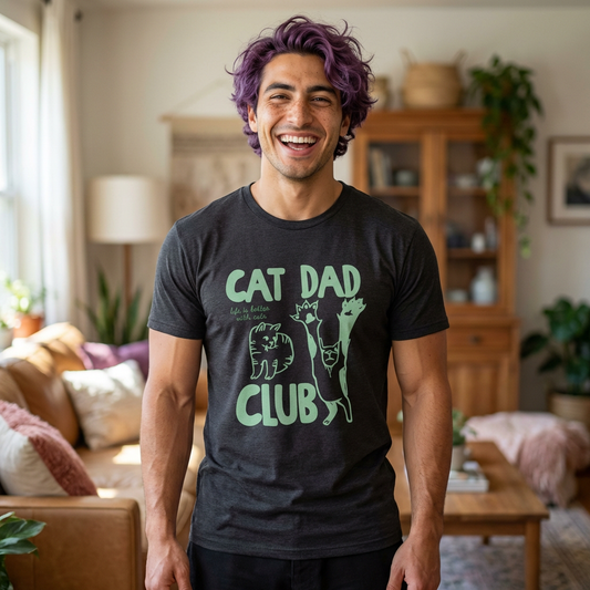 Cat Dad Club Tee – Cute Green Illustrated Cat Dad T-Shirt